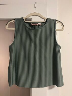 La Vie En Rose Ribbed Sleeveless Tank - Sage Green